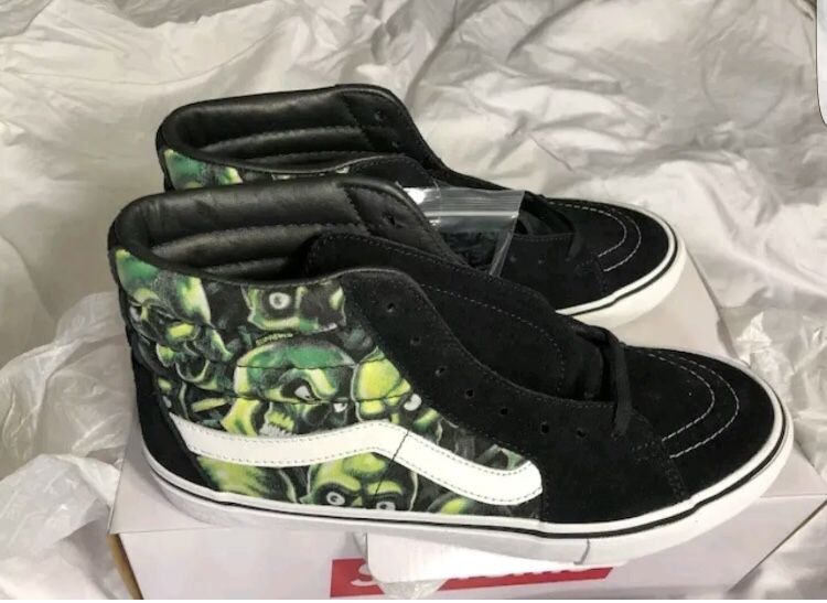 Mens Vans Supreme Collab Skull Pile old Skool Hi top Sk8 Sz 12