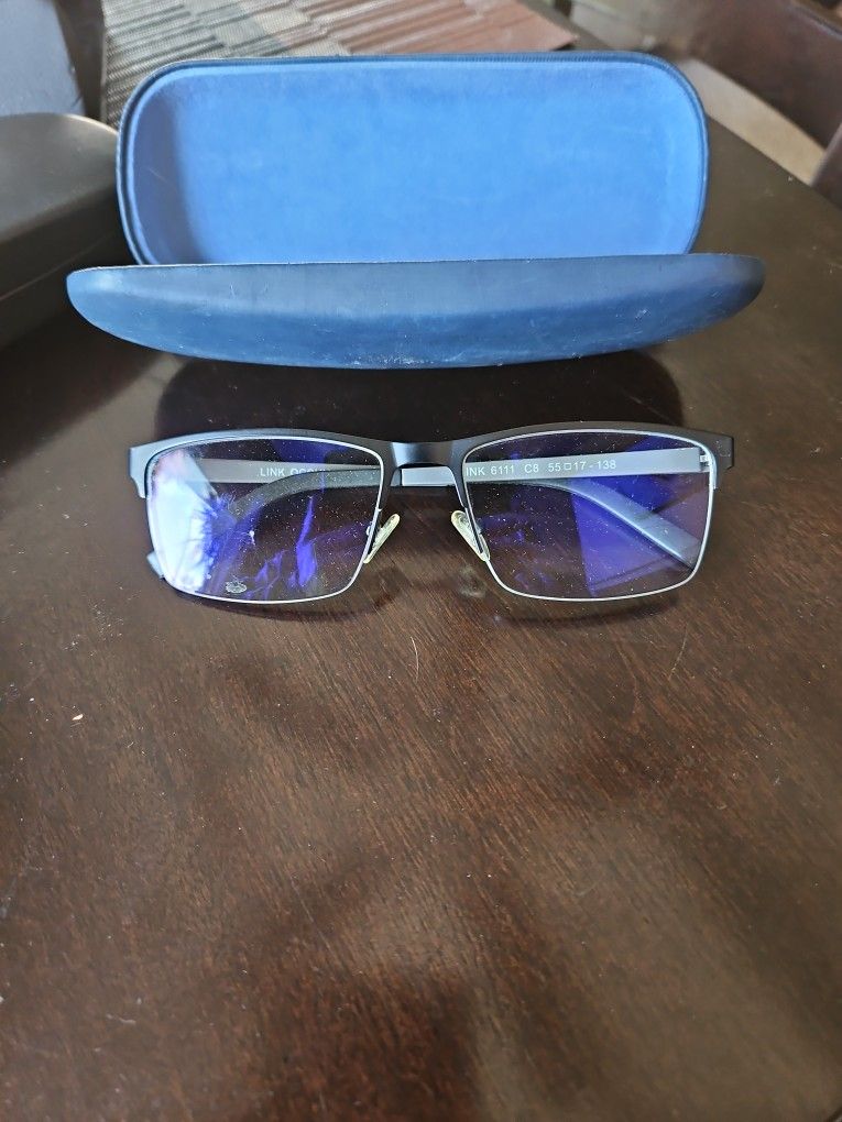 Link Occhiali 6111 Half-Rim Eyeglasses **FRAME ONLY** Black/Taupe 55-17-138 Used