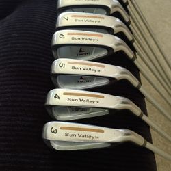 Sun Valley TM36 golf clubs full set 3 Iron thru Pitching Wedge. Made in America. Standard mens length, loft and lie. Excellent condition 