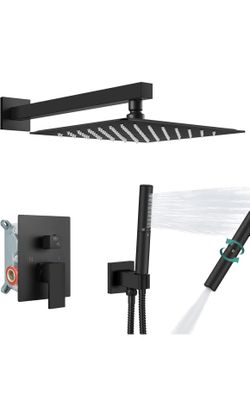 Aolemi Shower Faucet Set, High Pressure Shower System with 2-in-1 Handheld Sprayer, Wall Mount Fixture Combo with Rough-in Valve, 16 Inch Shower Head,