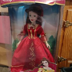 Disney Princess Belle Porcelain Keepsake Doll Holiday Edition 