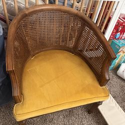Vintage cane yellow chair