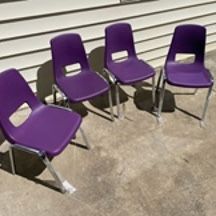   New, 4 Inno Sports Company Stack Chairs, Purple Seat with Chromed Steel Legs