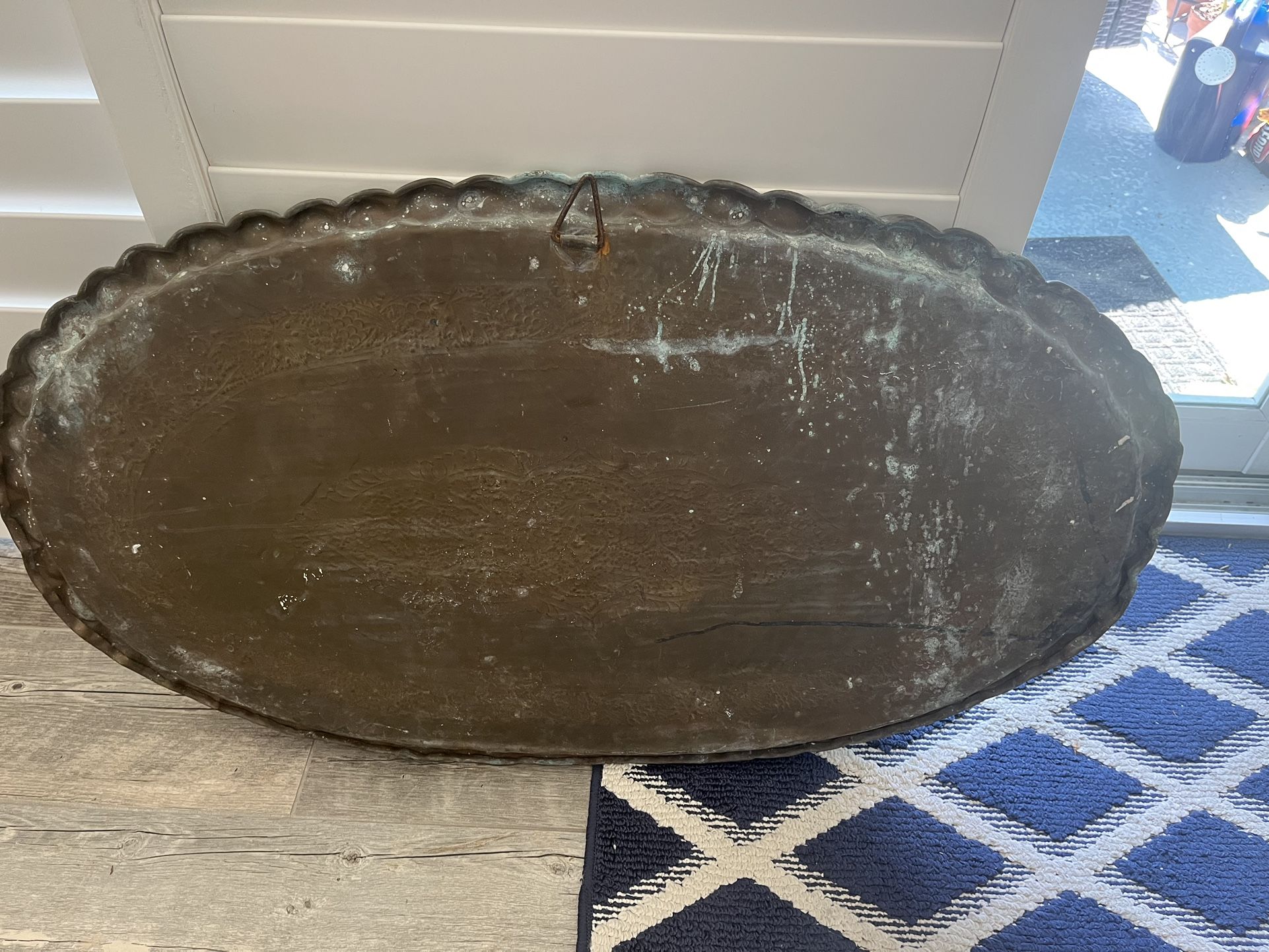 Large Vintage Oval Hammered Table Top