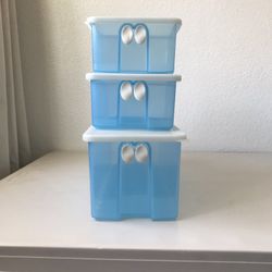 Blue Fridgesmart Tupperware Set Of 3 With Lids