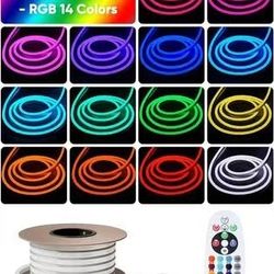 65.6 Ft Shine Decor LED RGB Neon Rope Lights AC 120V, Expandable & Cuttable Bright Strip Lighting with Remote, Dimmable Color Changing, ETL Cold-Resis