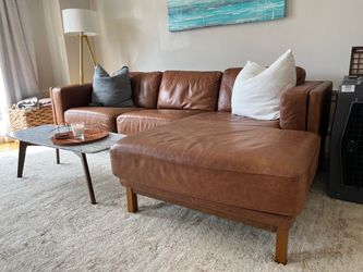 West Elm Andes Brown Leather Sectional
