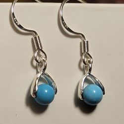 Turquoise Earrings. 925 Sterling Silver 