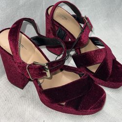 Mossimo Open Toe Dark Pink Velvet High Heel Platform US Size 8