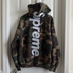 Supreme SS26 Satin Appliqué Hoodie Woodland Camo