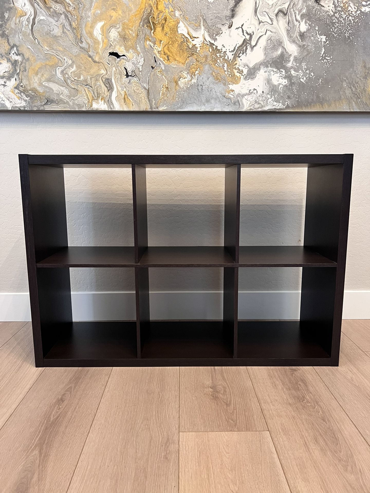 4 Foot- 13” 6 Cube Brown Organizer-Storage Shelving Unit- Can Use Vertical Or Horizontal
