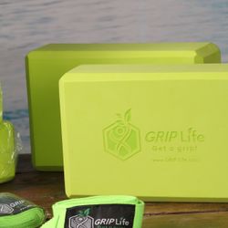 GRIP PREMIUM YOGA BLOCK STRETCH SET YOGA PILATES FITNESS (bonus strap included)