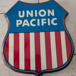 Union Pacific Wood Shield Plaque 