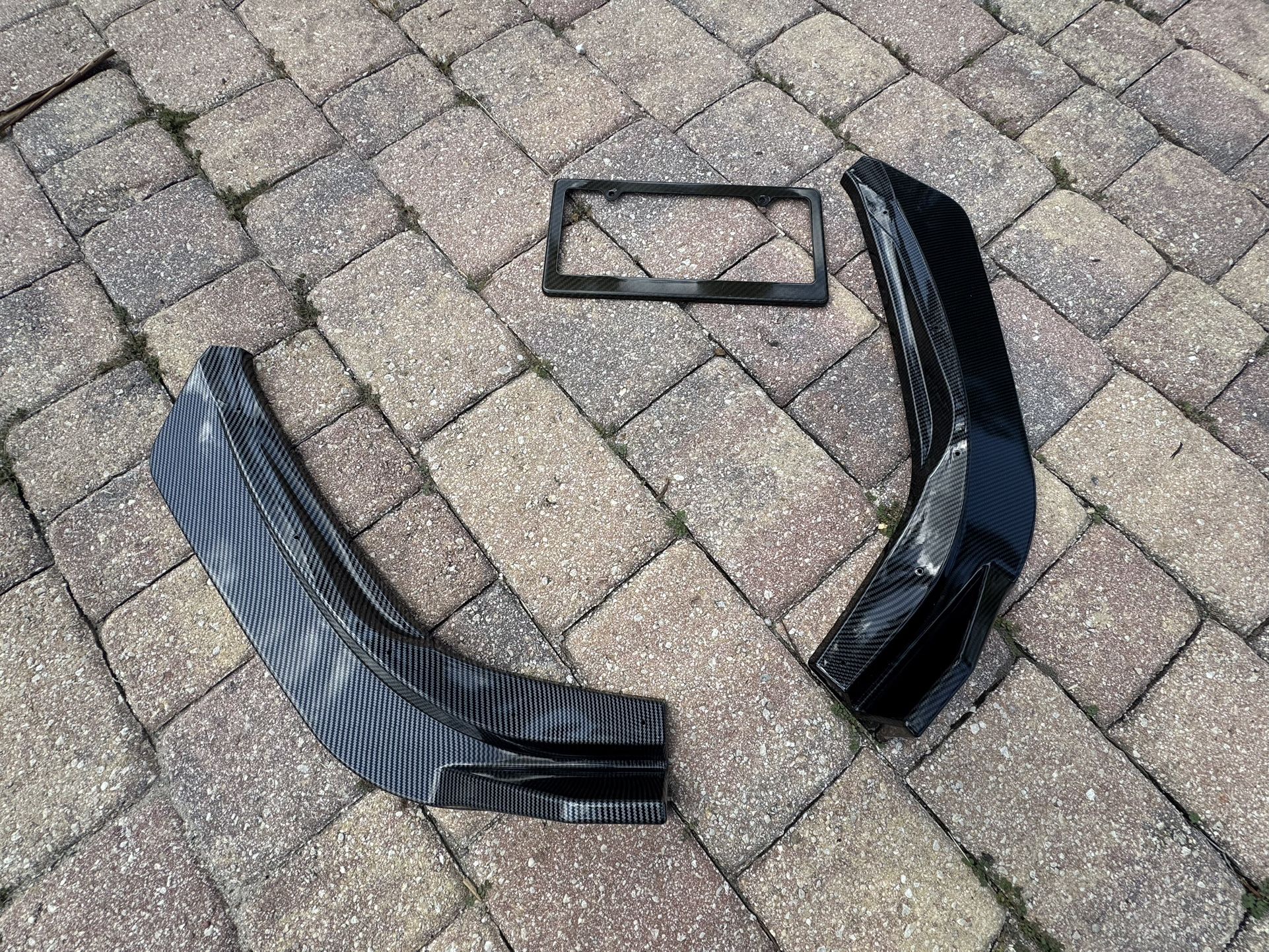 *NEW* carbon fiber front bumper side skirts + license plate frame