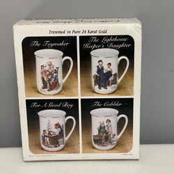 Norman Rockwell Museum Collector’s 4 Mug Set, 1982, New, TA-1/1001
