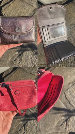 Coach Leather Wallet and Pink Wristlet  Bundle