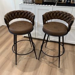 28 '' 360° Swivel Barstools Counter Bar Stools Set of 2. Brown