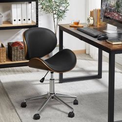 Office Chair Ergonomic Desk Chair Height-Adjustable Solid Wood Swivel Chair without Armrests Computer Chair with Adjustable Seat Height