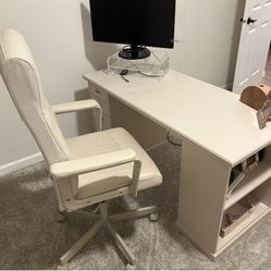 IKEA VEBJÖRN Beige Desk & MILLBERGET Swivel Chair 
