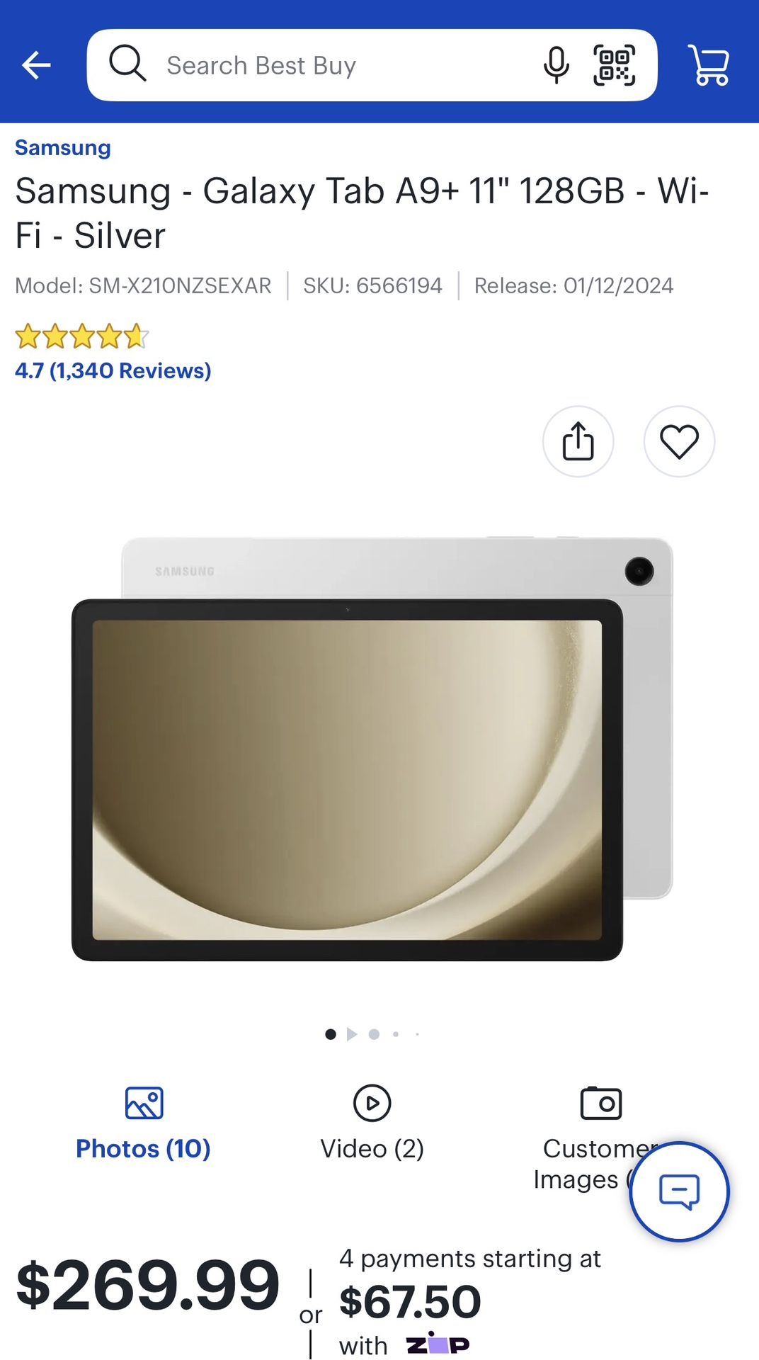 Samsung Galaxy Tab A9+ 128gb/8gb Android 15