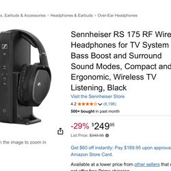 Sennheiser HDR175 Wireless TV Headphone Great for Hearing Issues or Keeping a Quiet Environment