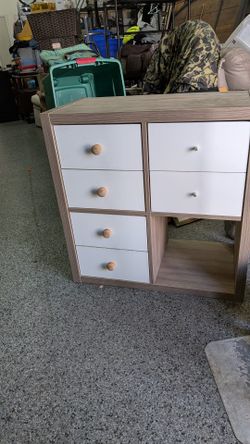 Cabinet Drawers . White And Tan. 