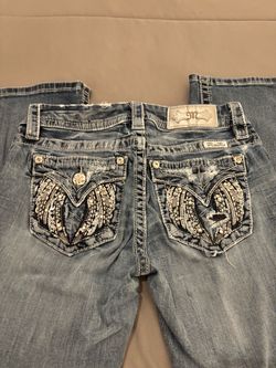Miss Me Sequin Wing Embellished Jeans