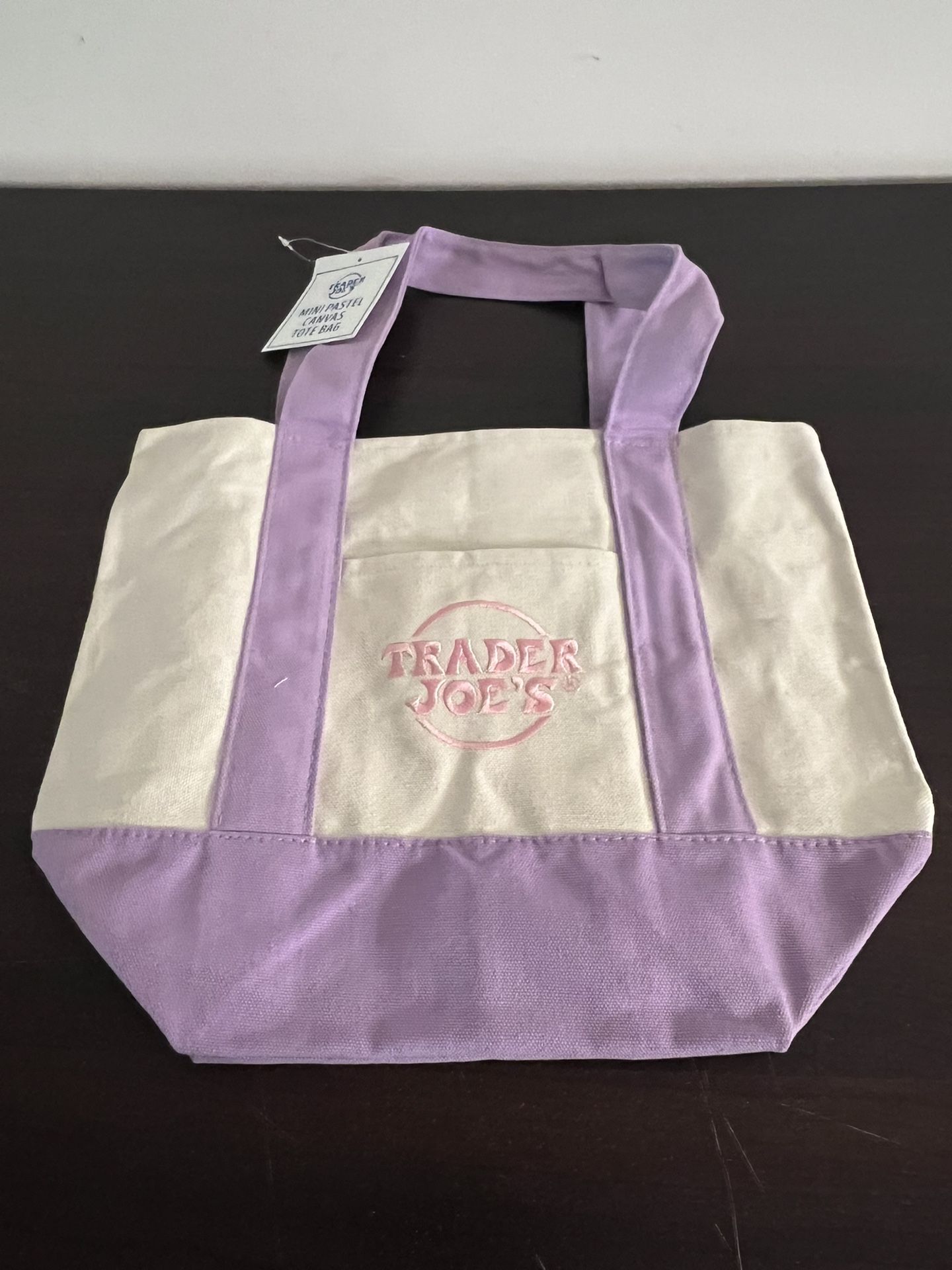 Trader Joe's Pastel Mini Canvas Tote Bags 2025 LIMITED EDITION NWT purple!