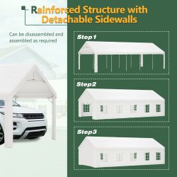16x32 FT Party Tent with 3 Storage Bags & Removable Sidewalls, Outdoor Canopy Gazebo for Carport Camping Garden Wedding BBQ Commercial