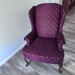 Purple Damask Wingback Accent Chair