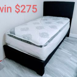 $275 Twin Bed Frame With Mattress And Box-spring Brand New Free Delivery 