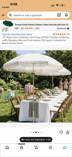 New BOHO 7 FT Patio Umbrella with Fringe