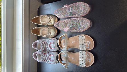 4 pairs girls toddler shoes size 10