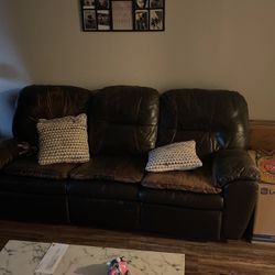 Ashley’s Furniture Leather Double Recliner 