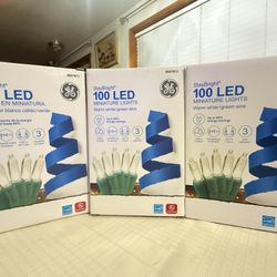 Set Of 3 Boxes Christmas Miniature Lights, White/warm 100 Count, New