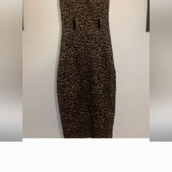 Womans Pinup Collectif Leopard Strapless Dress Size Sm