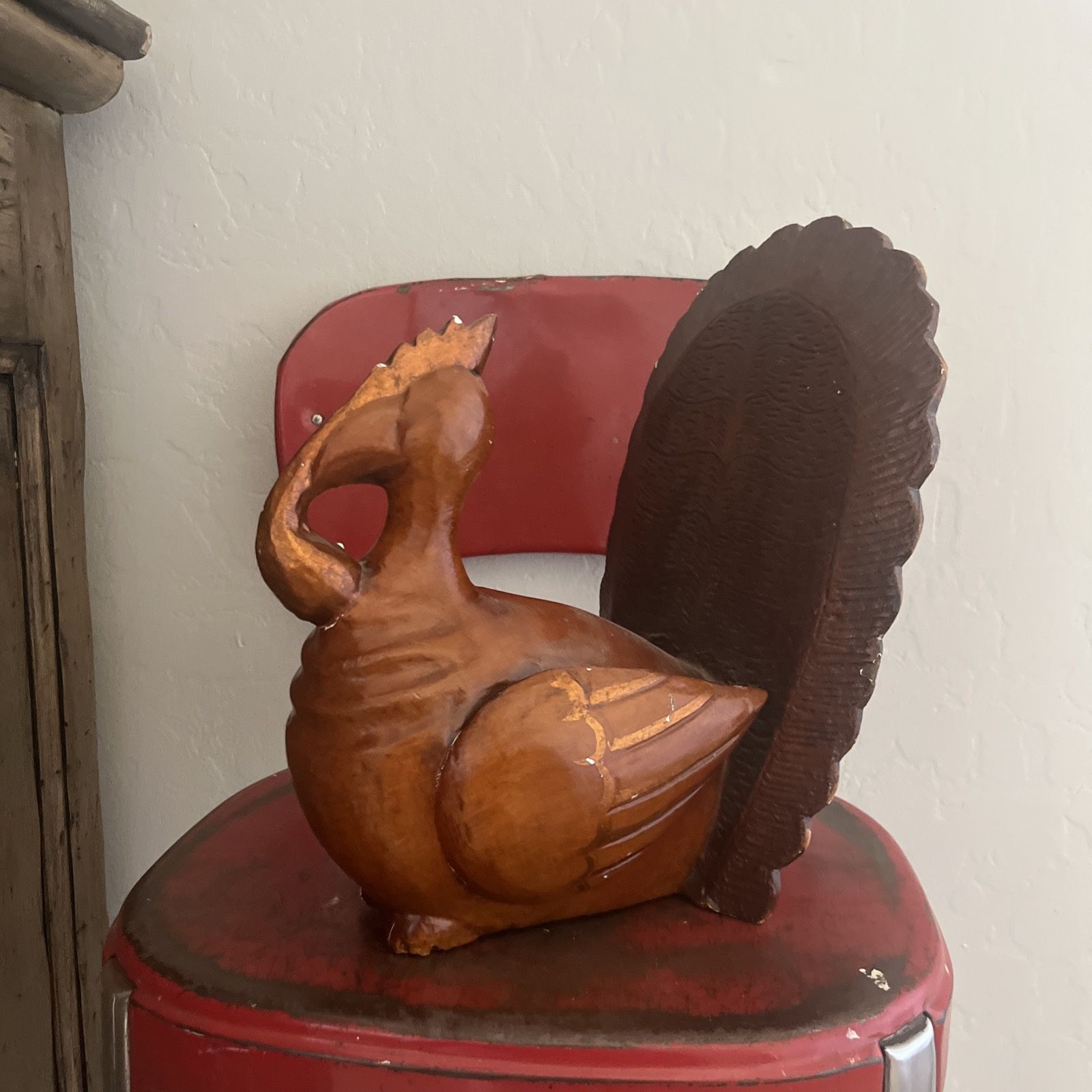 Antique Vintage Wooden Turkey - Large