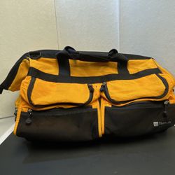 Vintage LL Bean Duffel Weekender Bag Traveler Frame Opening  24” Yellow Canvas