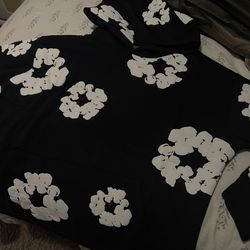 BLACK DENIM TEAR HOODIE