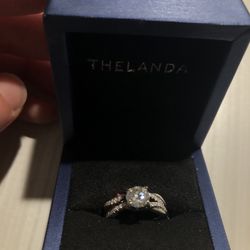 .925 Sterling Silver Wedding Band And  Engagement Ring Moissanite Stones  