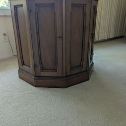 Vintage Thomasville Octagon Shape Table With Shelves Wood  (OBO
