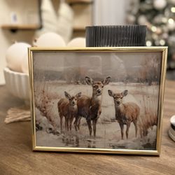 Vintage Style Framed Christmas Deer Print