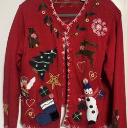 Vintage Ugly Christmas Sweater Women’s L Red 