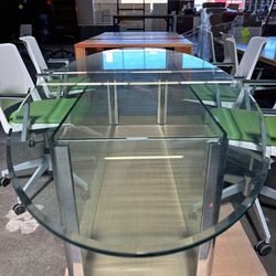 Used All Glass & Metal Oval Conference / Dining Table