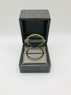 14k HOOP EARRINGS W / NATURAL DIAMONDS