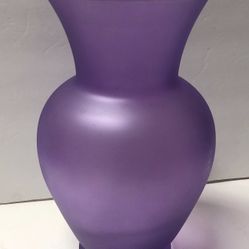 Sweetheart glass vase, lavender, 11 inches high, 5 inches diameter mouth, 3.75 diameter bottom.