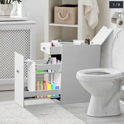 Bathroom Floor Organizer Free Standing Space Saving Narrow Storage Cabinet Bath Toilet Paper Holder
