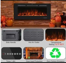 40 in. Electric Fireplace Insert with Remote and Log Crystal