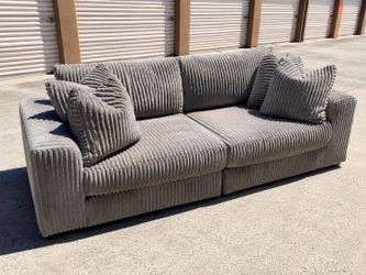 Ashley Furniture Oversized Corduroy Sofa – Gray – Excellent Condition