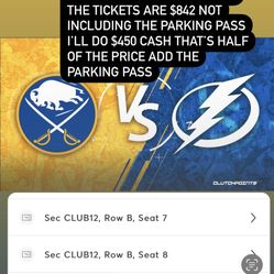 Tampa Bay Lighting Vs Buffalo Sabres $400